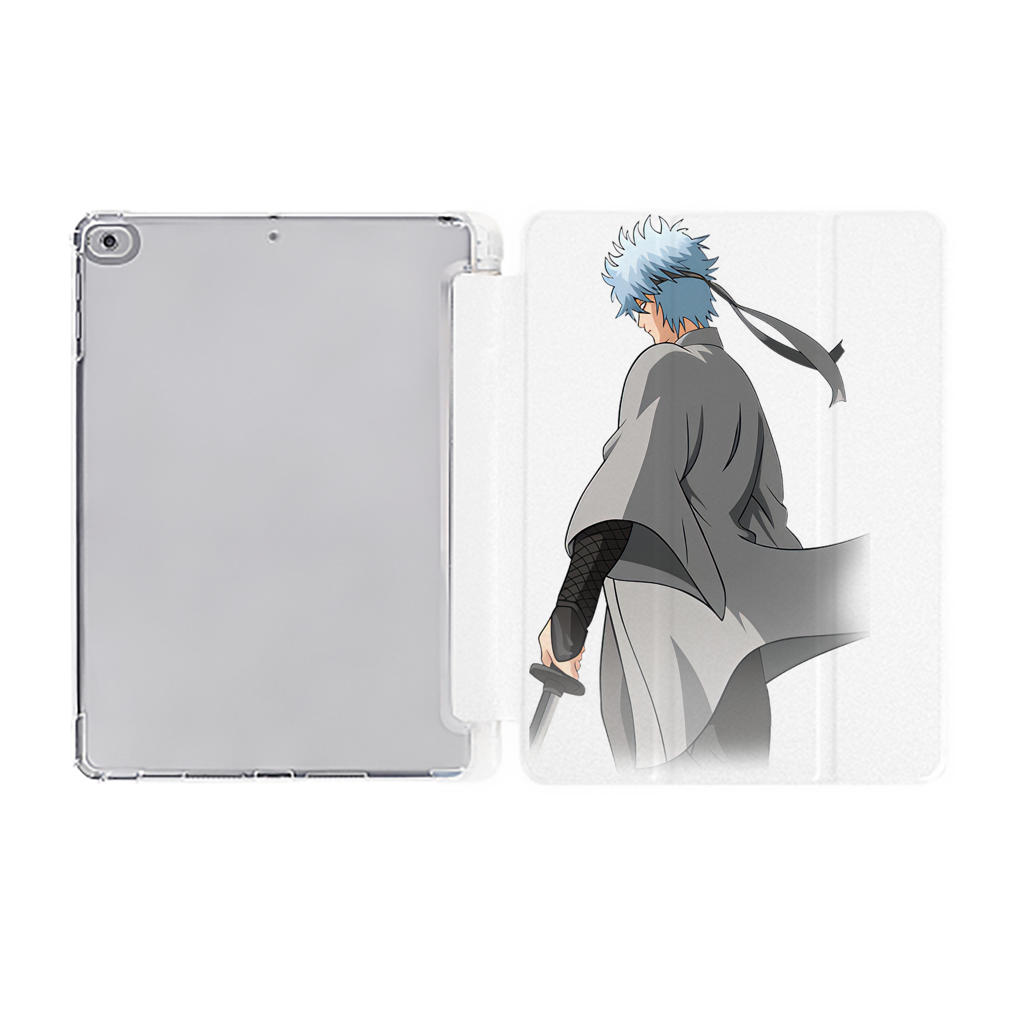 ぎんたま 坂田銀時（さかたぎんとき） 神楽 志村新八（しむら しんぱち） GINTAMA Sakata Gintoki Kagura Shimura Shinpachi IPad ケース ペン収納付き 三つ折りスタンド PUレザー×シリコン 対応機種9.5/10.5/10.9インチ